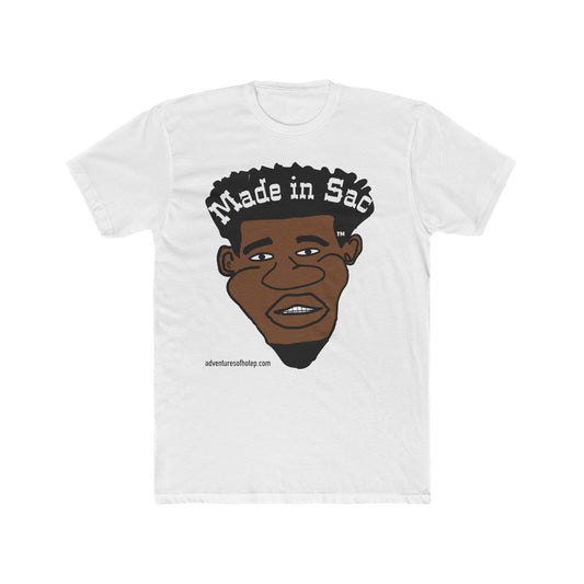 The Adventures of Hotep promotes Made in Sac on a Unisex Cotton Crew Tee